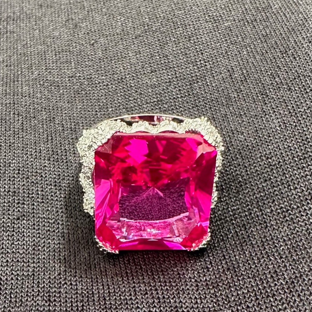 CHARLES WINSTON Sterling Silver Red CZ Ring